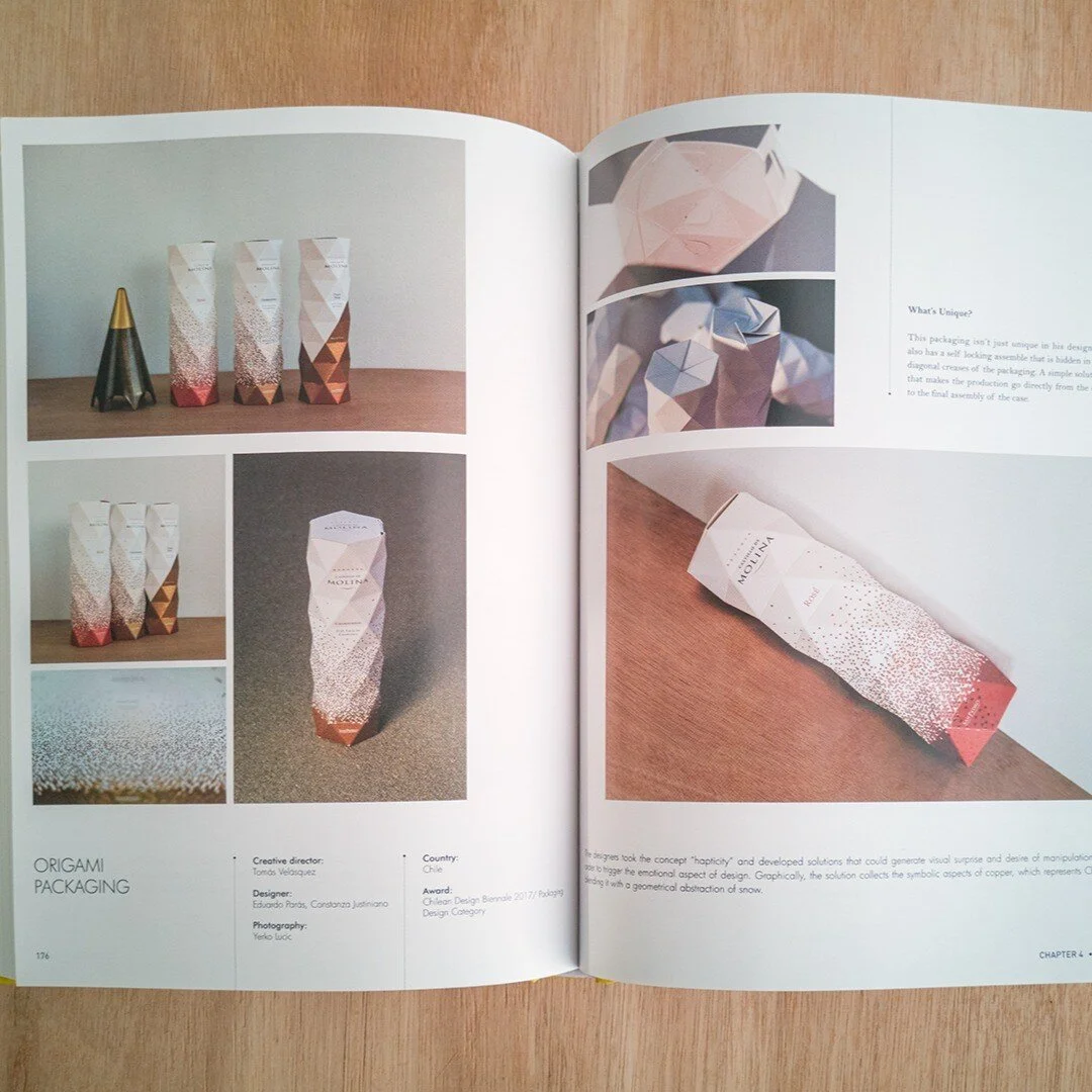 Publicaci&oacute;n del proyecto "Origami Packaging" en el libro "Interactive Packaging Design" publicado por Design Media Publishing UK Ltd. 
El libro re&uacute;ne proyectos que destacan por la interacci&oacute;n emocional que los
