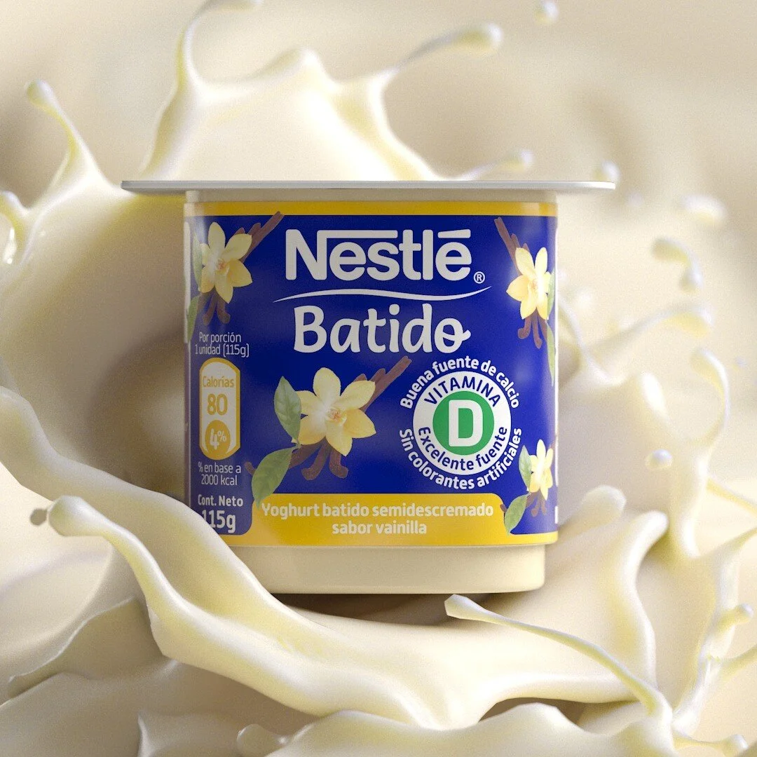 Nestle / yogur batido 
El proceso contempl&oacute; el redise&ntilde;o del logotipo "Batido" y distintas propuestas de packaging para destacar la nueva f&oacute;rmula fortificada con vitamina D tanto para los yogures, como para las versiones
