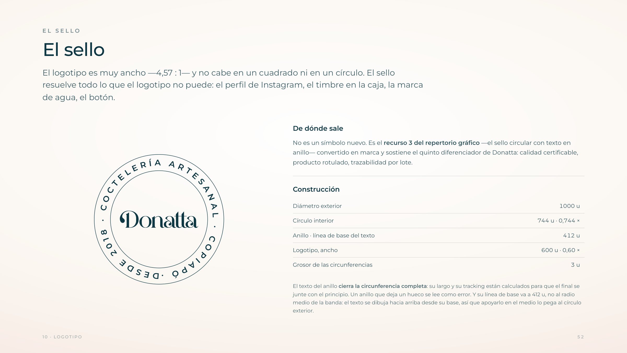 Lámina del manual: el sello circular de Donatta.