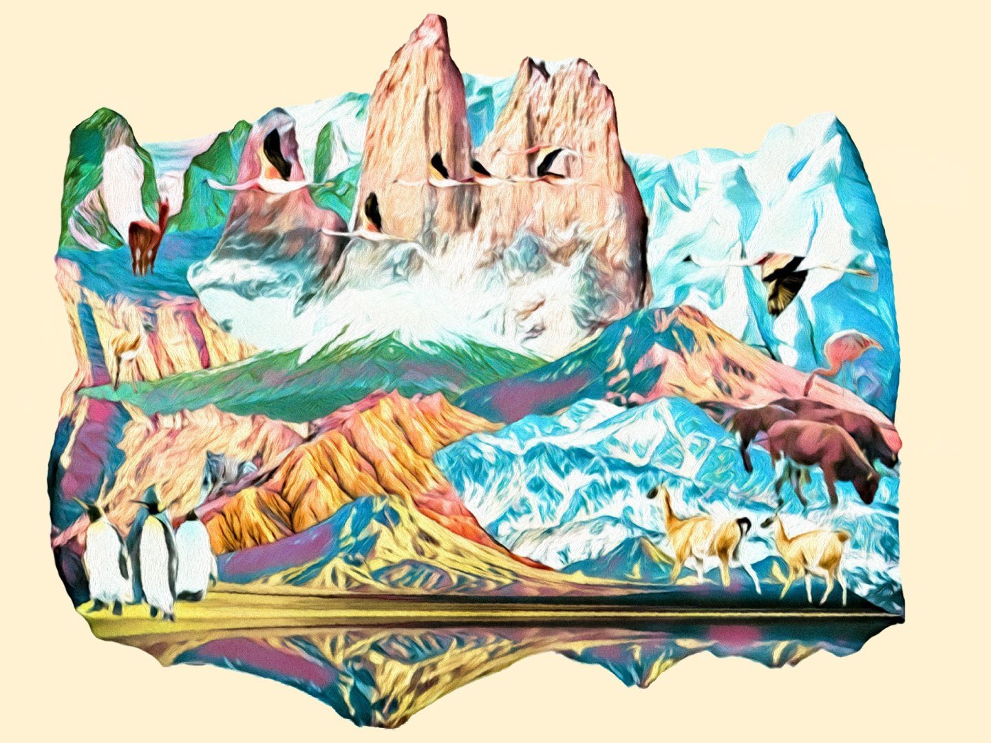 El mismo collage estilizado con IA hasta el estilo ilustrado de la marca.