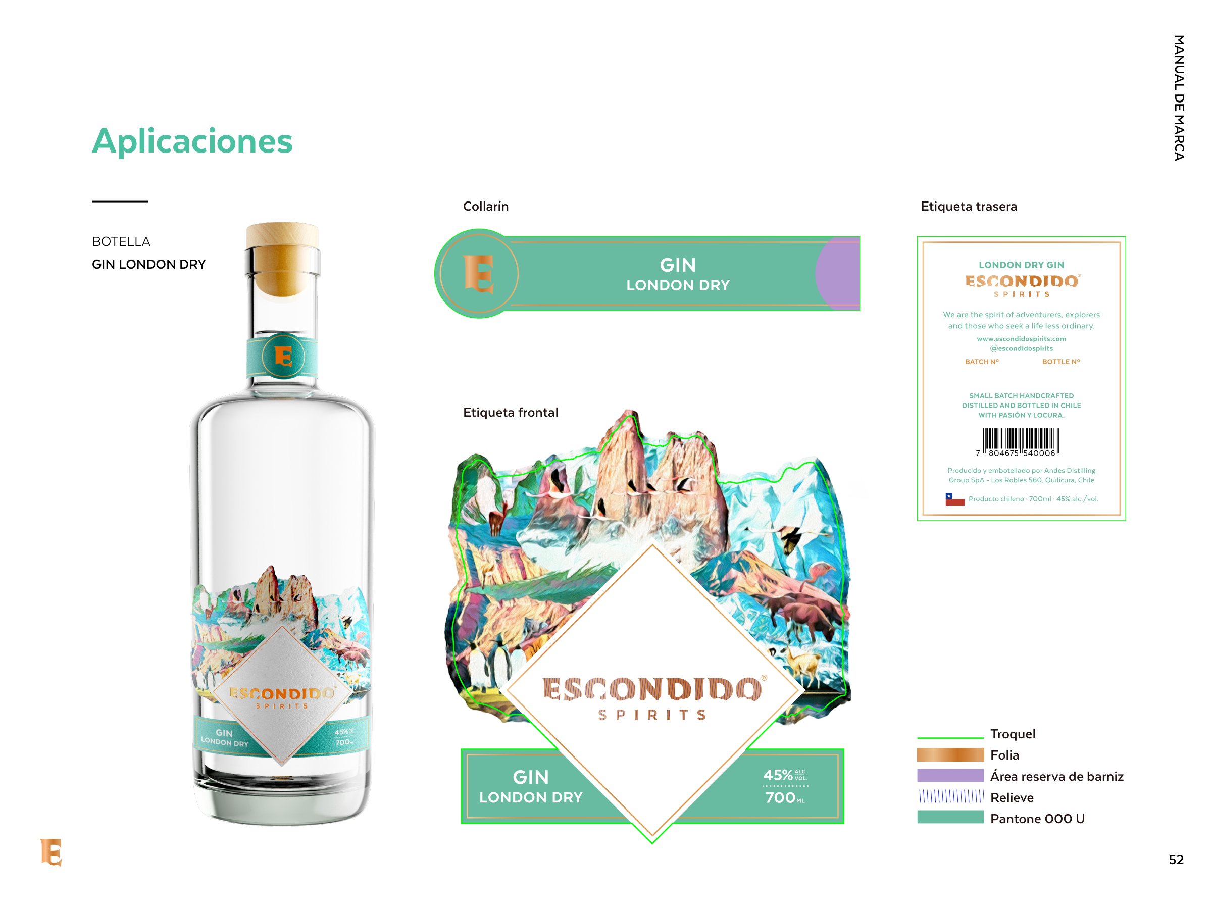 Página del manual con la etiqueta, la cápsula y el rombo de la botella.