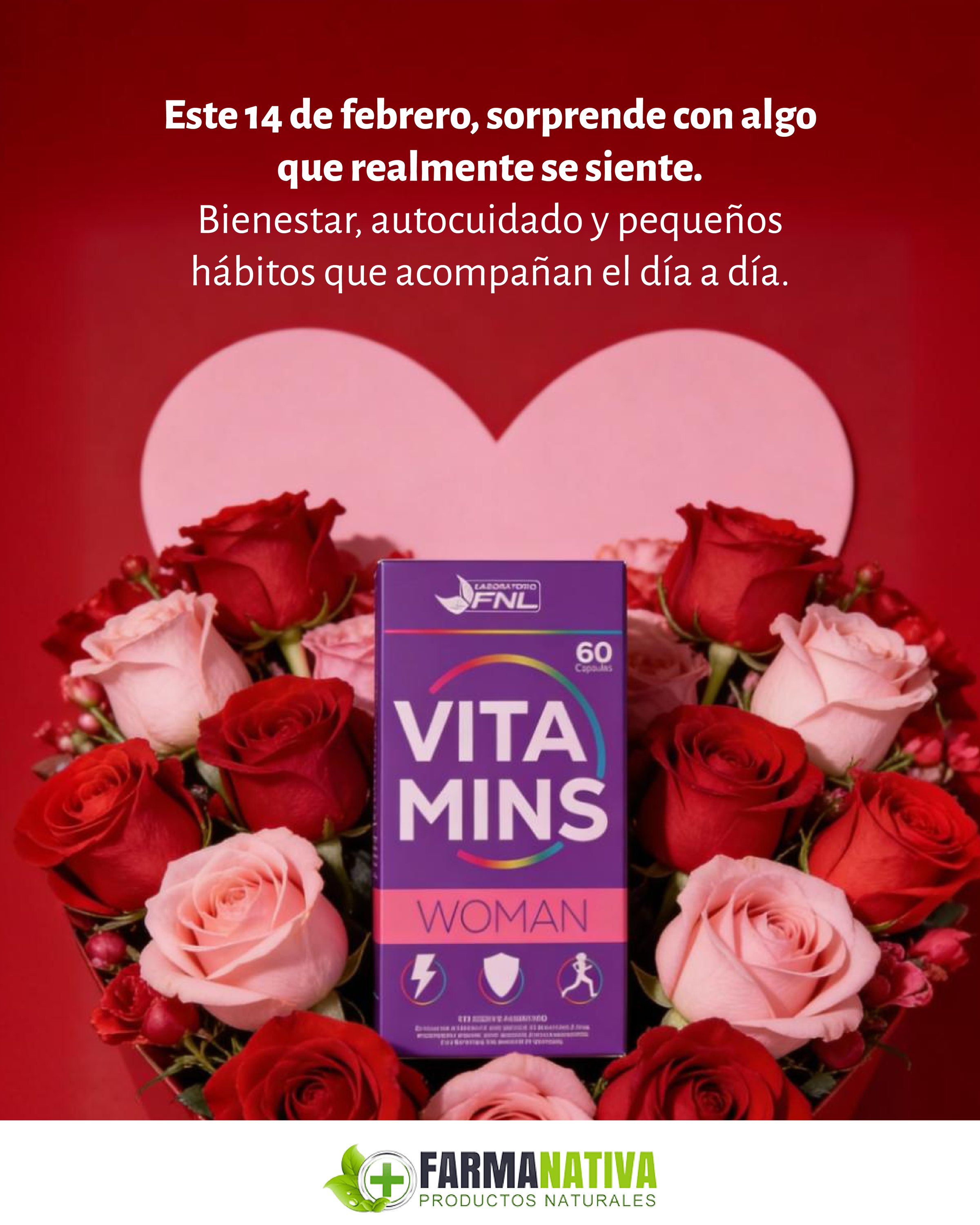 Post de San Valentín con Vitamins Woman entre rosas.