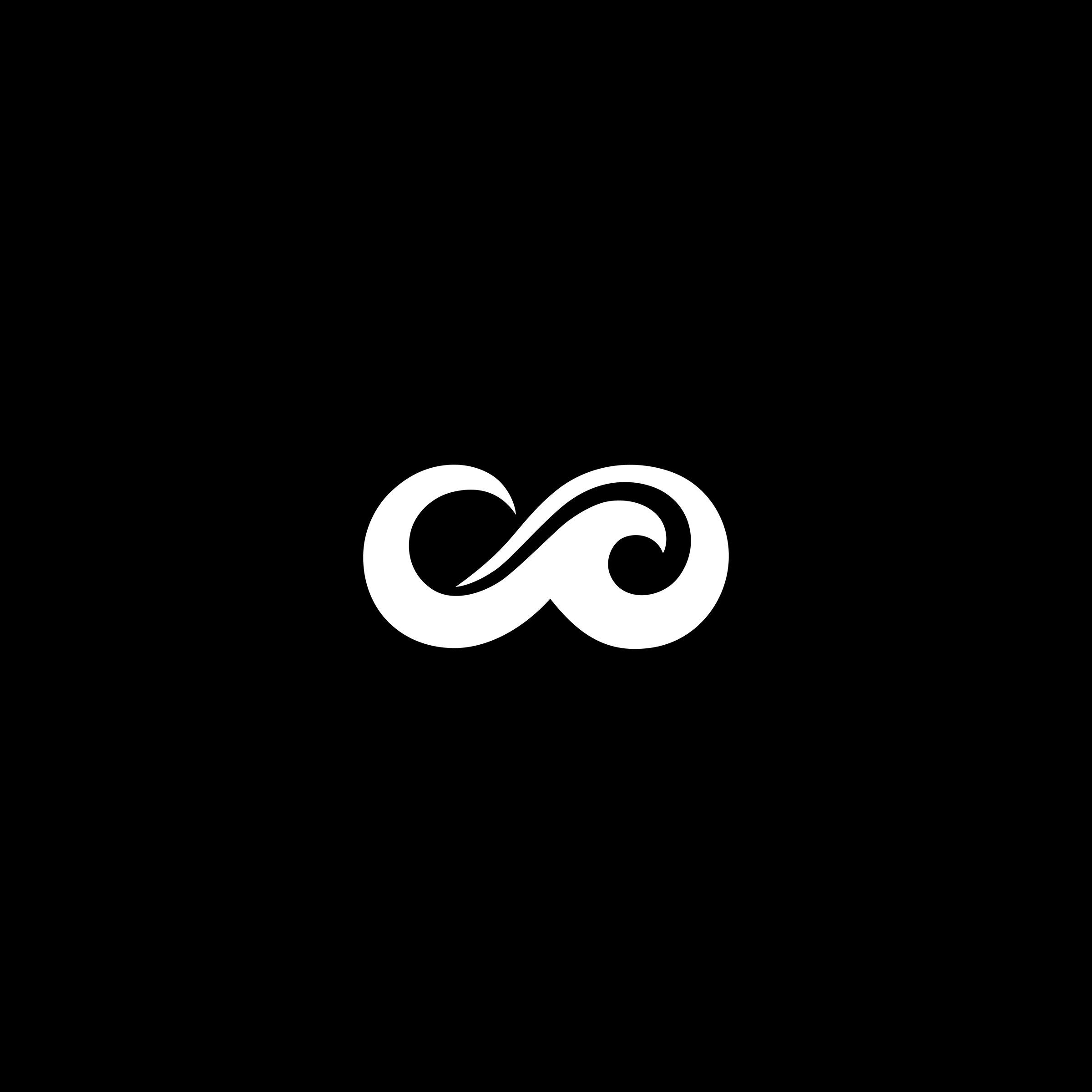 Isotipo de Groovy: el infinito en blanco sobre negro.