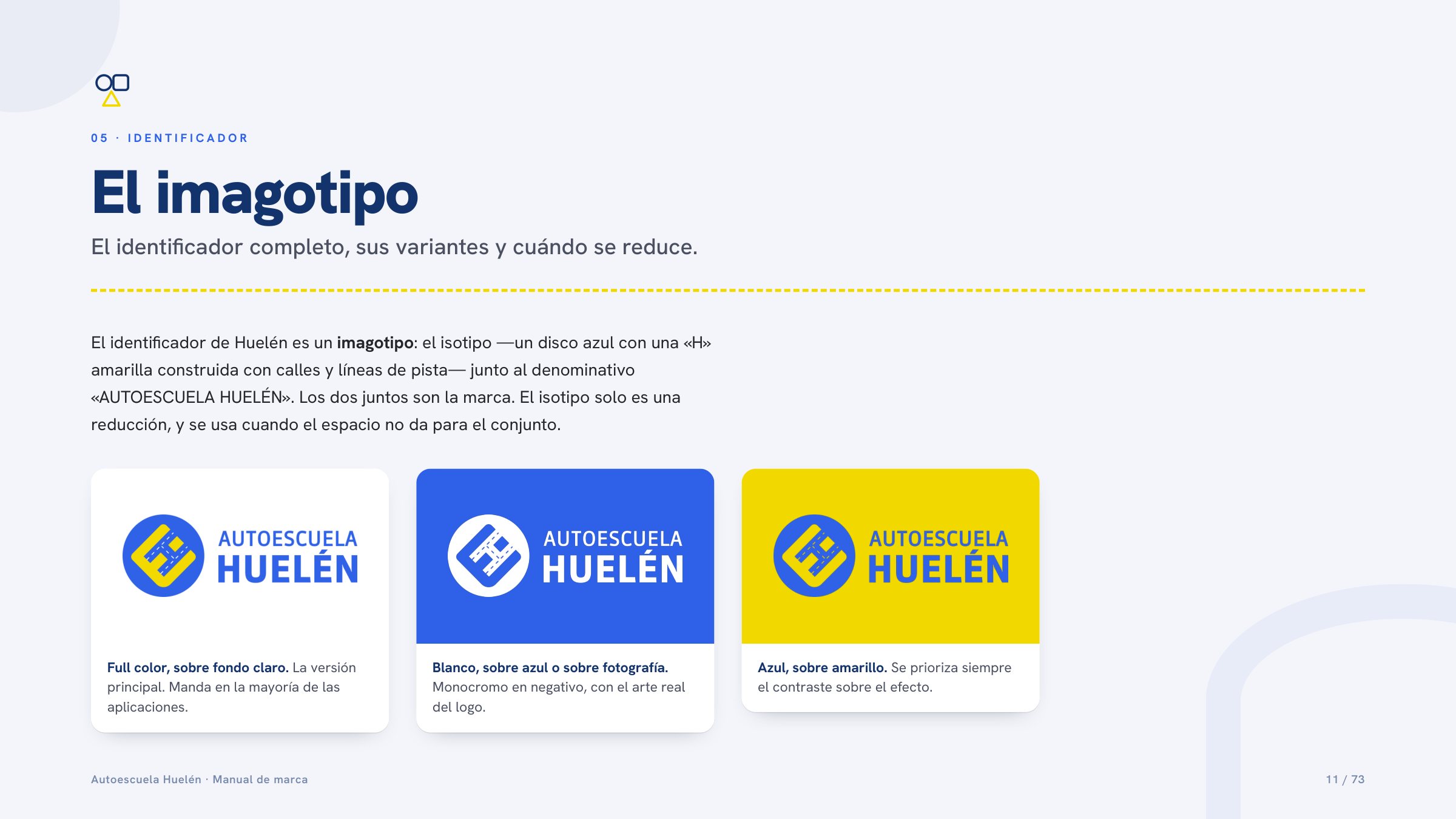 Lámina del manual: el imagotipo sobre tres fondos.