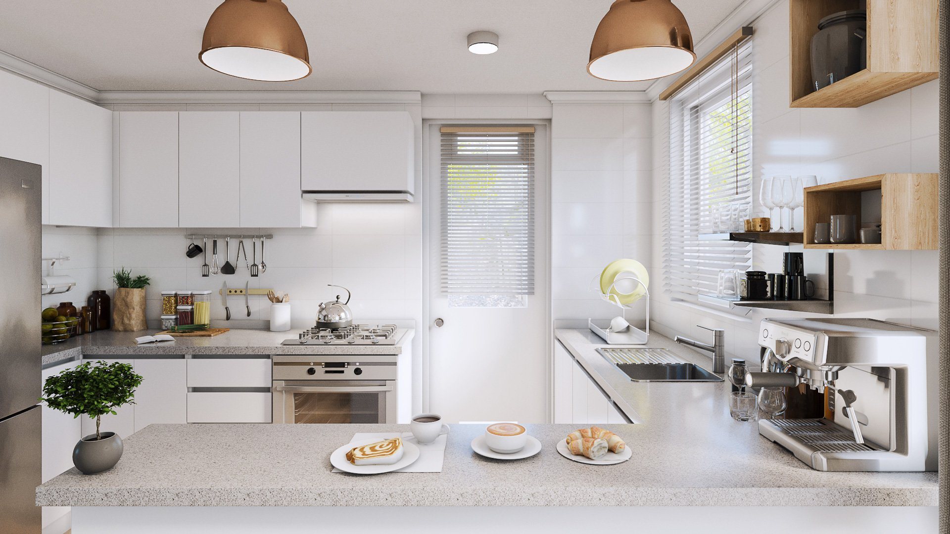 Render de la cocina.