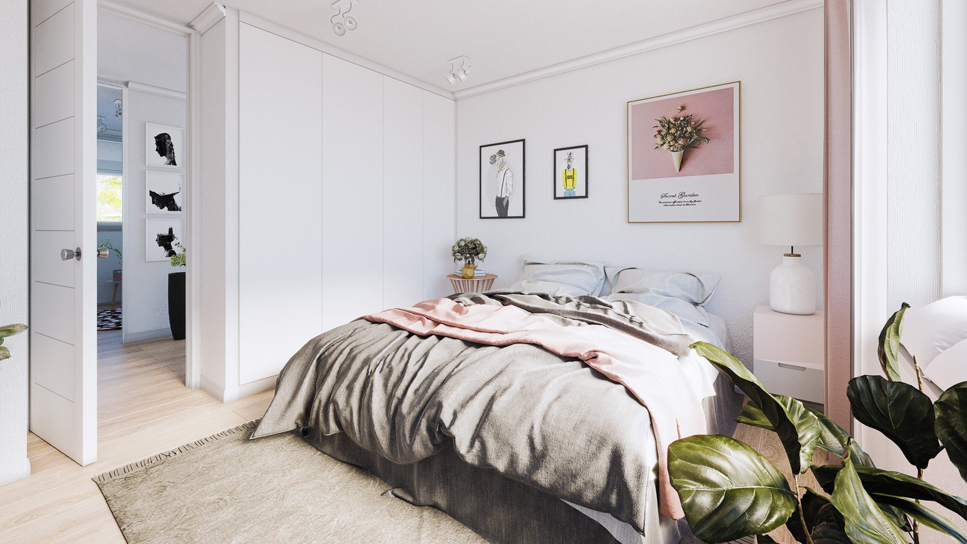 Render del dormitorio principal.