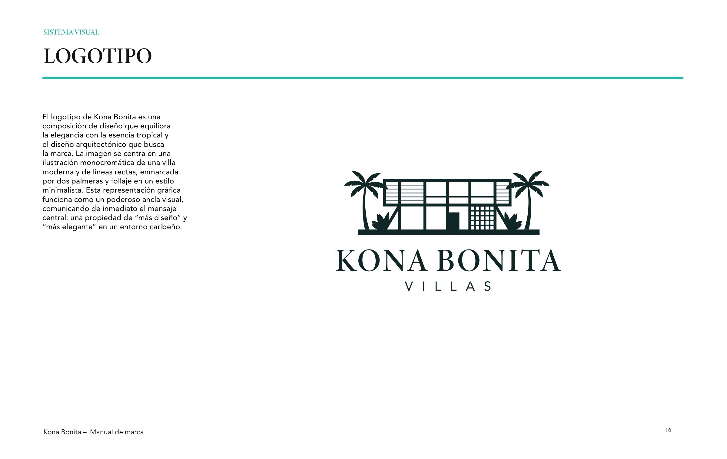 Lámina del logotipo en el manual de marca de Kona Bonita.