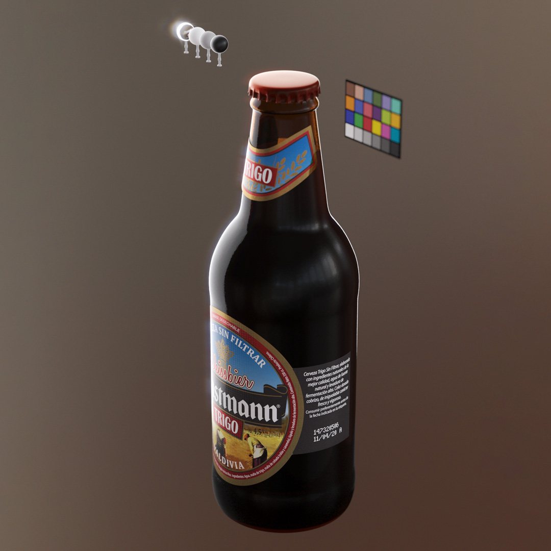Render de la botella Kunstmann Trigo con carta de color.