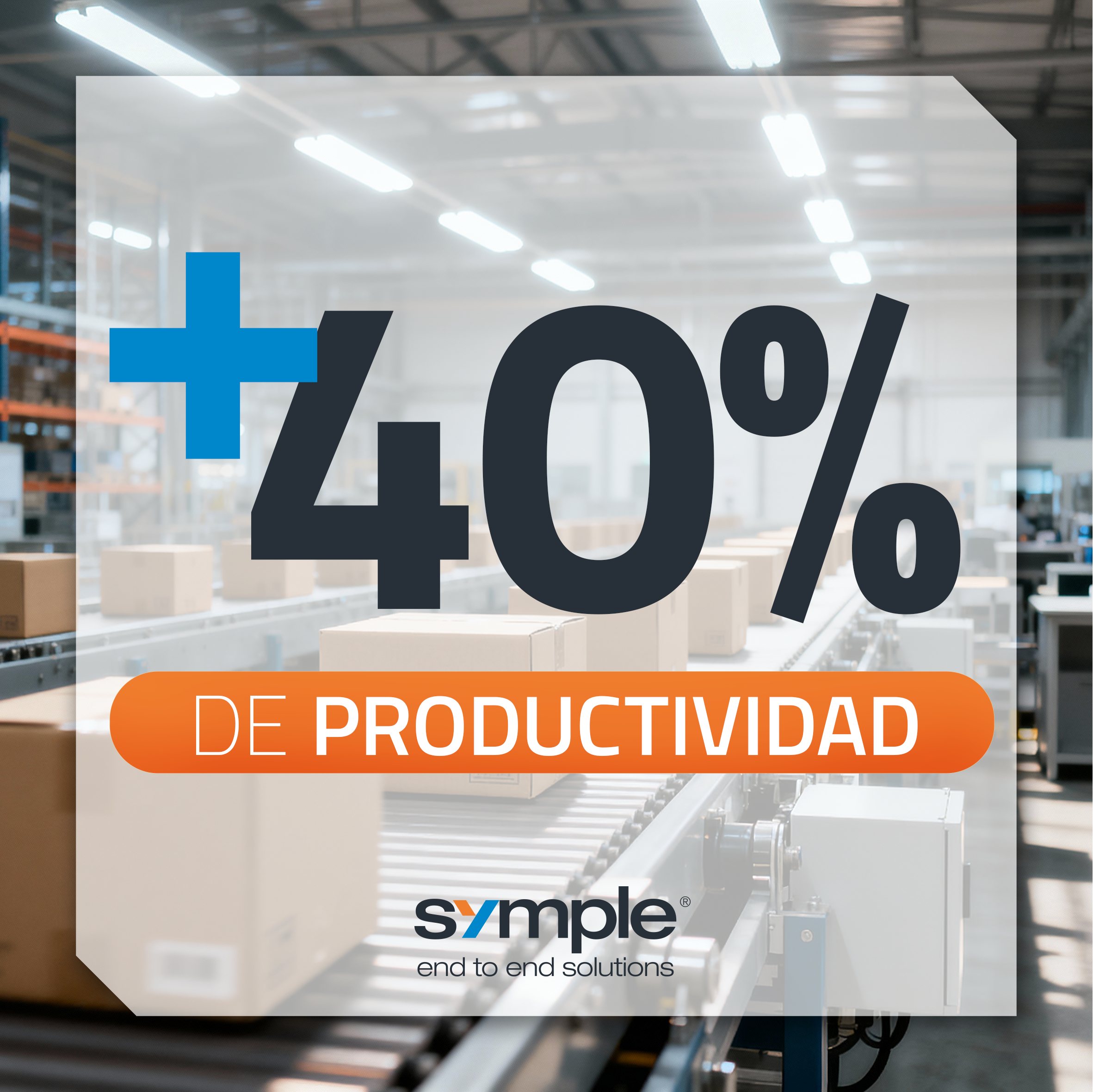 Panel cuadrado: «+40 % de productividad».