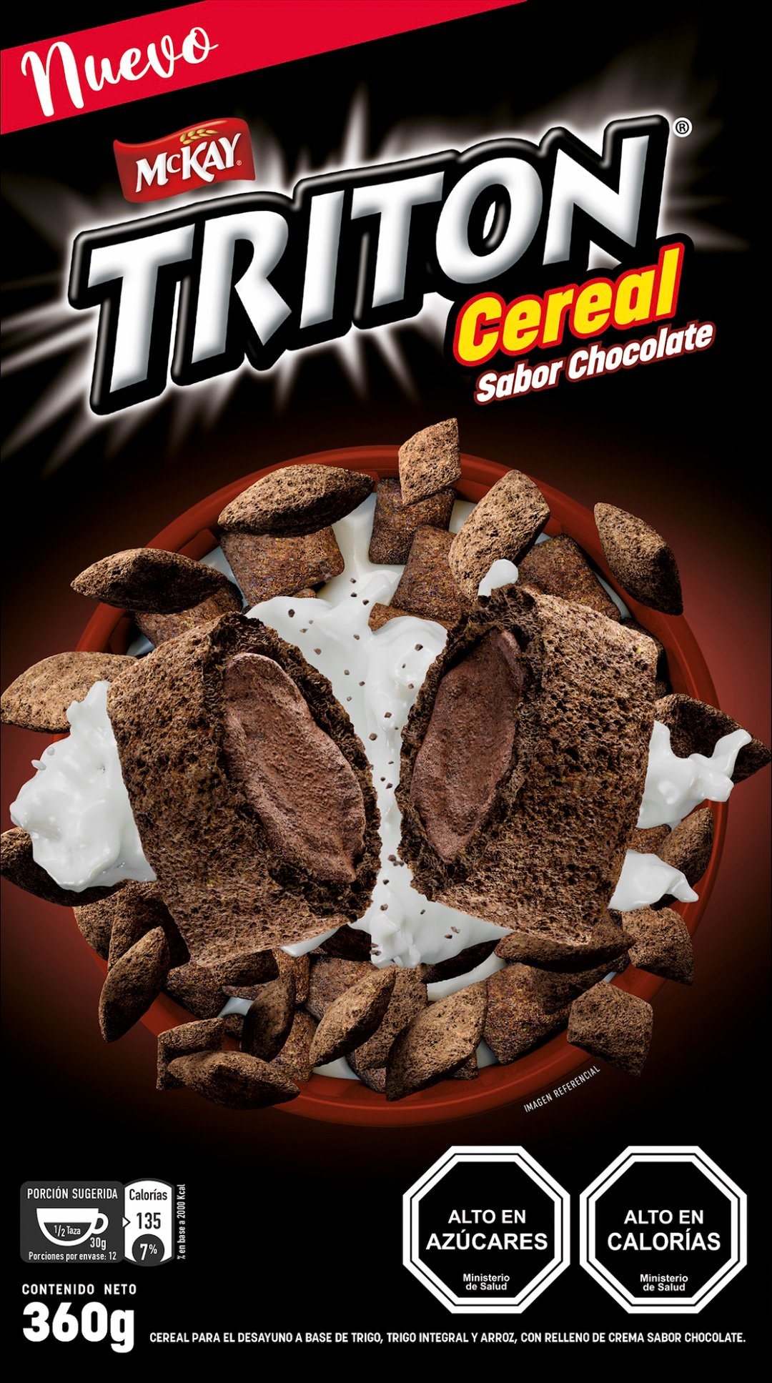 Panel frontal de Cereal Tritón chocolate.