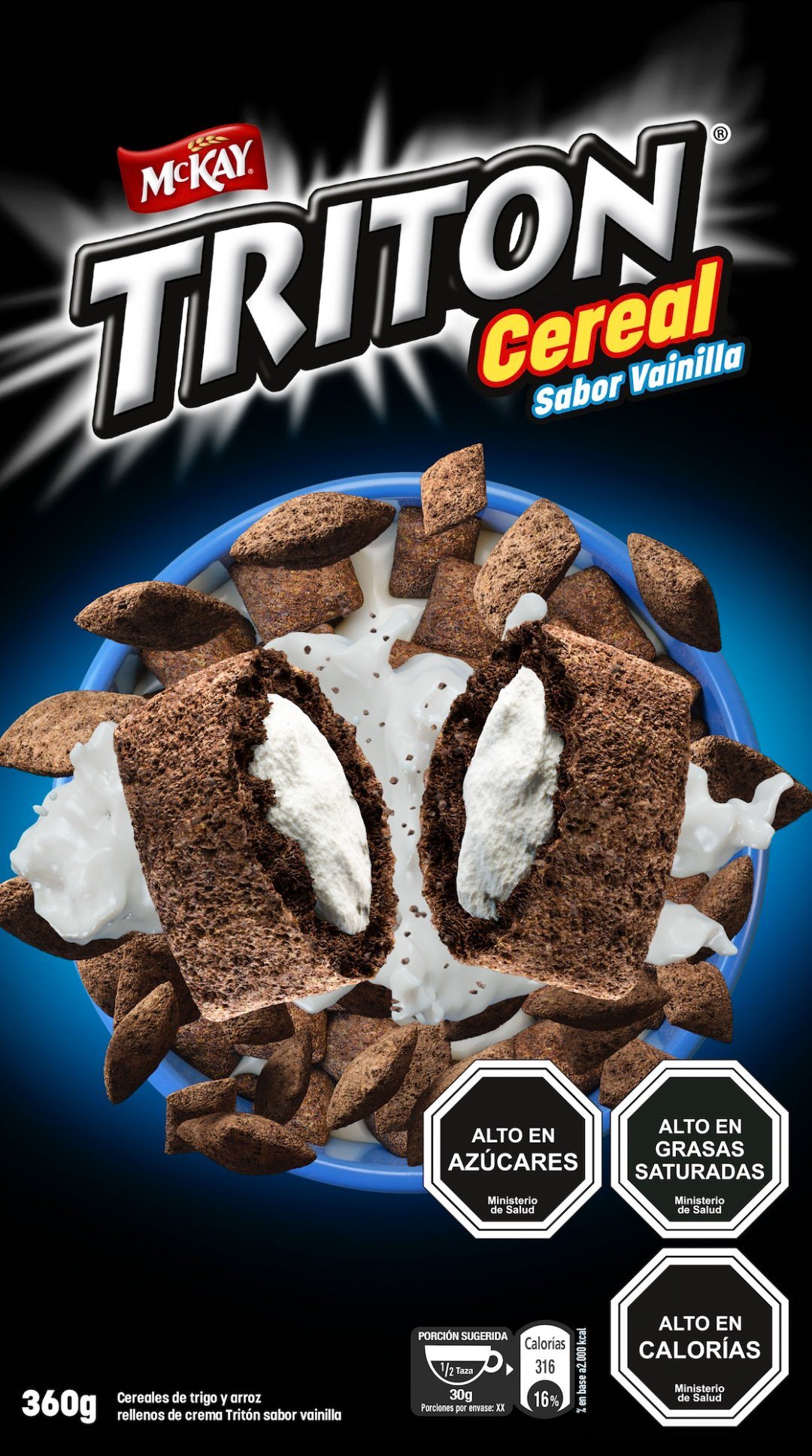 Panel frontal de Cereal Tritón vainilla.